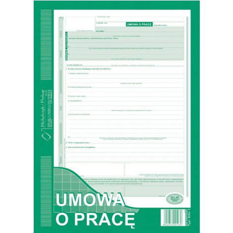 Druk MiP Umowa o Pracę A4 40 Przystanek Papierniczy